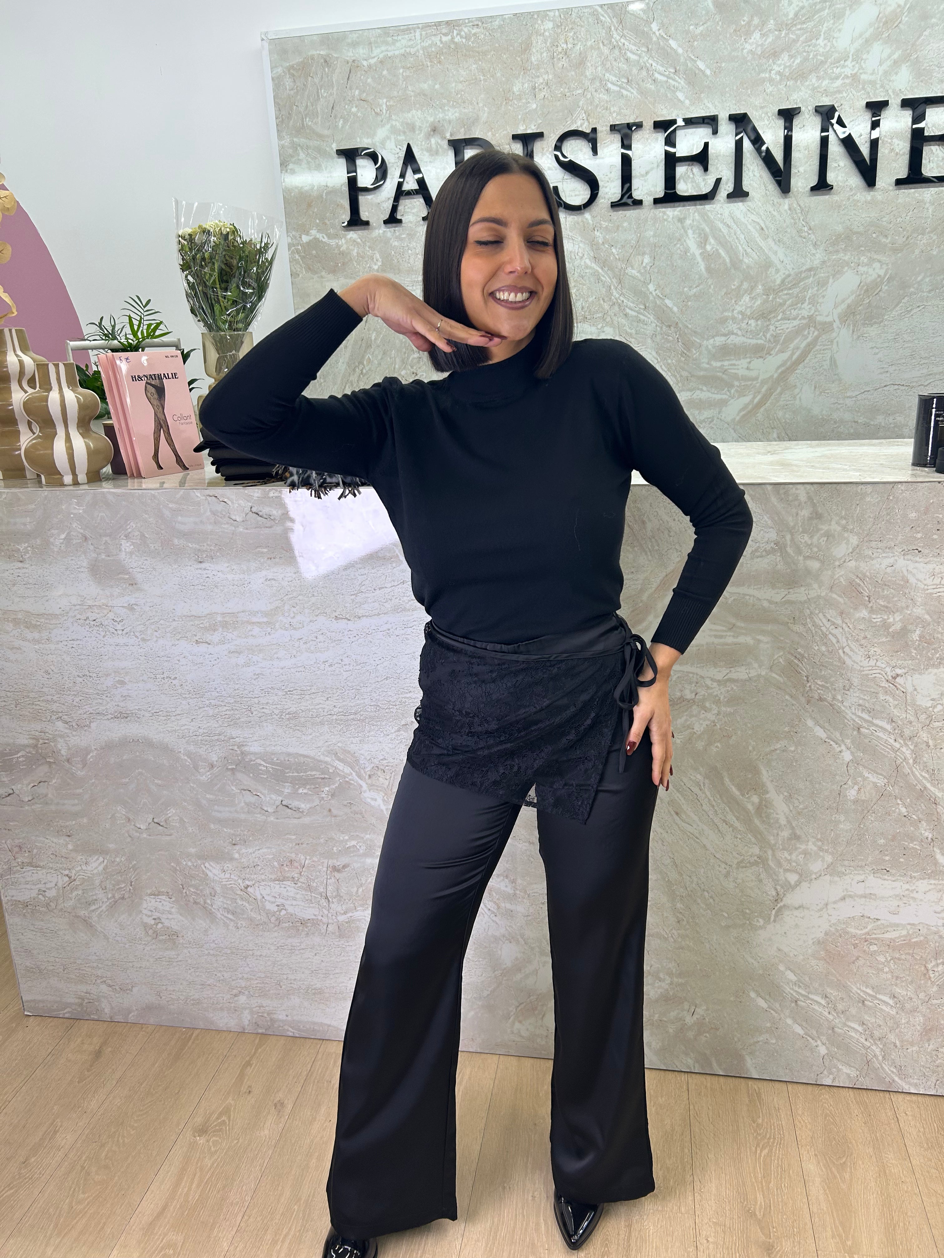 Pantalon satiné dentelle